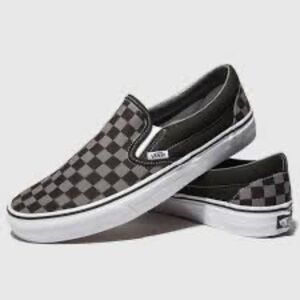 Vans Black and Grey Checkered Slip On